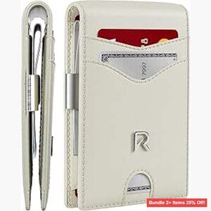 Slim RFID Wallet with Money Clip, Holds 12 Cards, Durable Leather Carbon Fiber